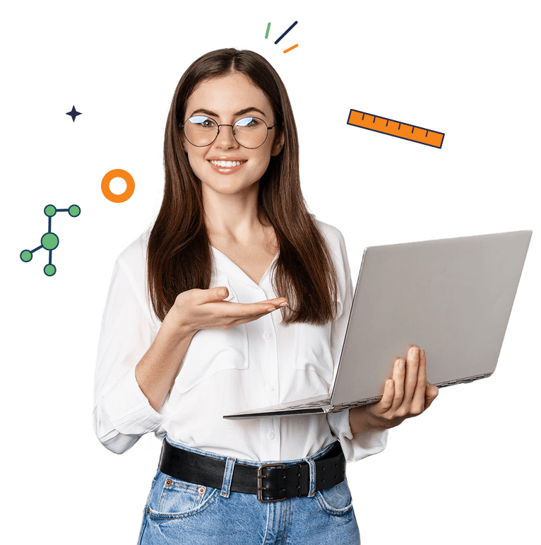 professional female digital marketing expert working on laptop